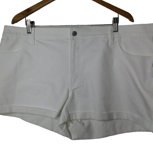 Old Navy Mom Short 20 White‎ Denim Mid-Rise Flat Front Cotton Blend Medium Wash - Picture 1 of 10